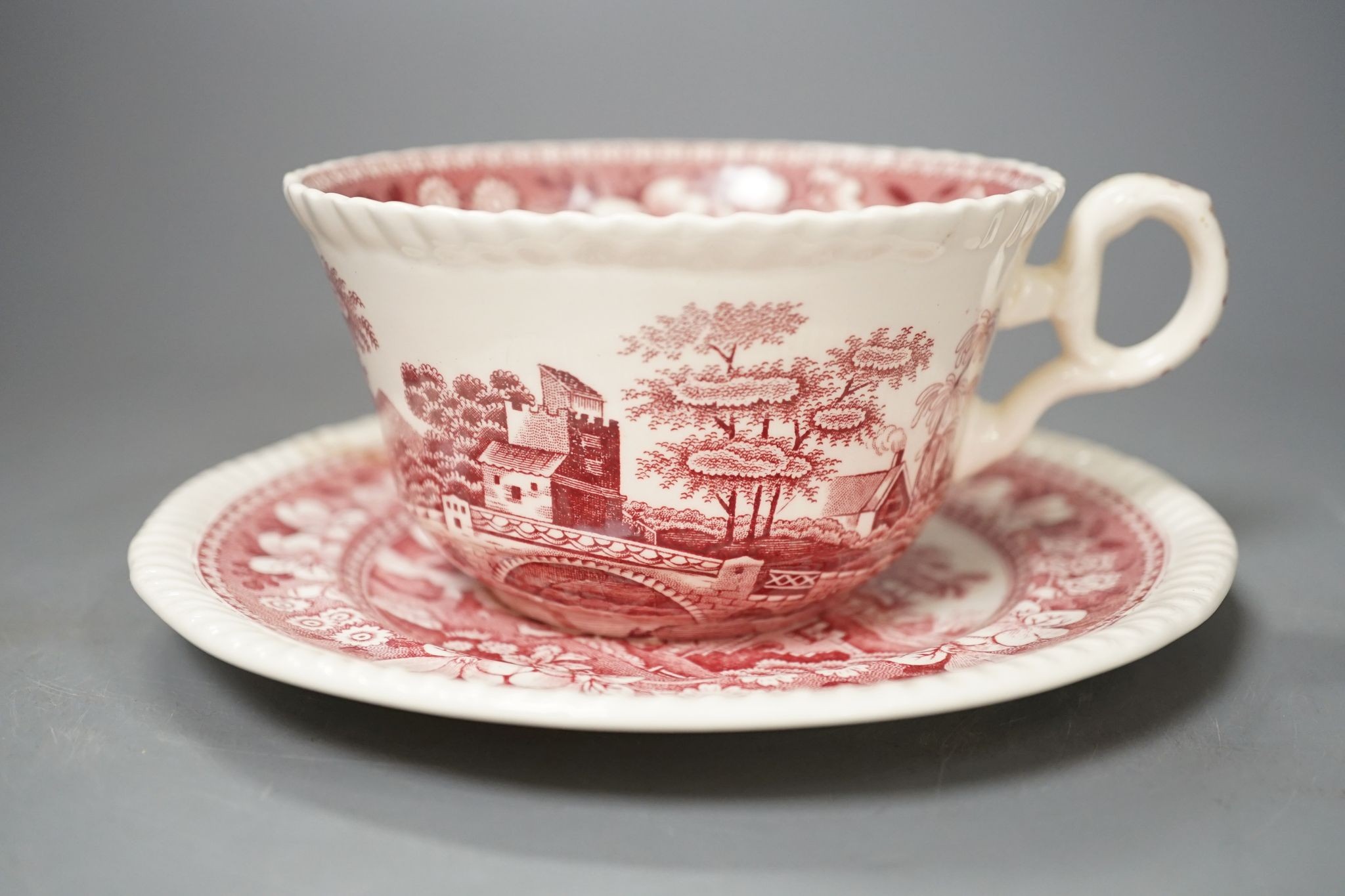 A Spode Pink Tower pattern part dinner service